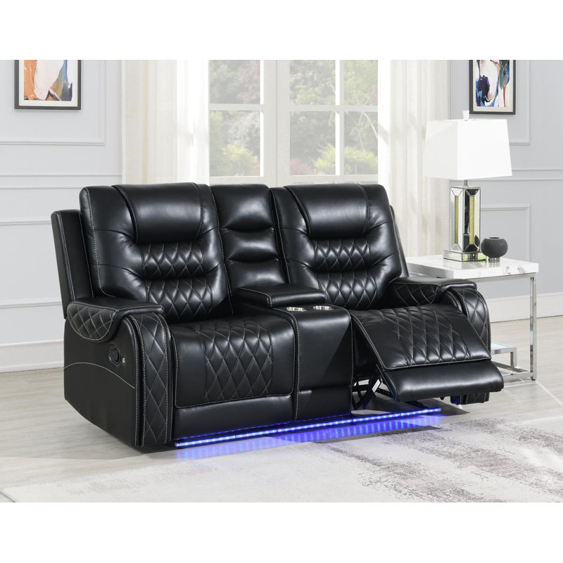 2 Piece Faux Leather Reclining Living Room Set, 2 Pieces: Sofa, Loveseat