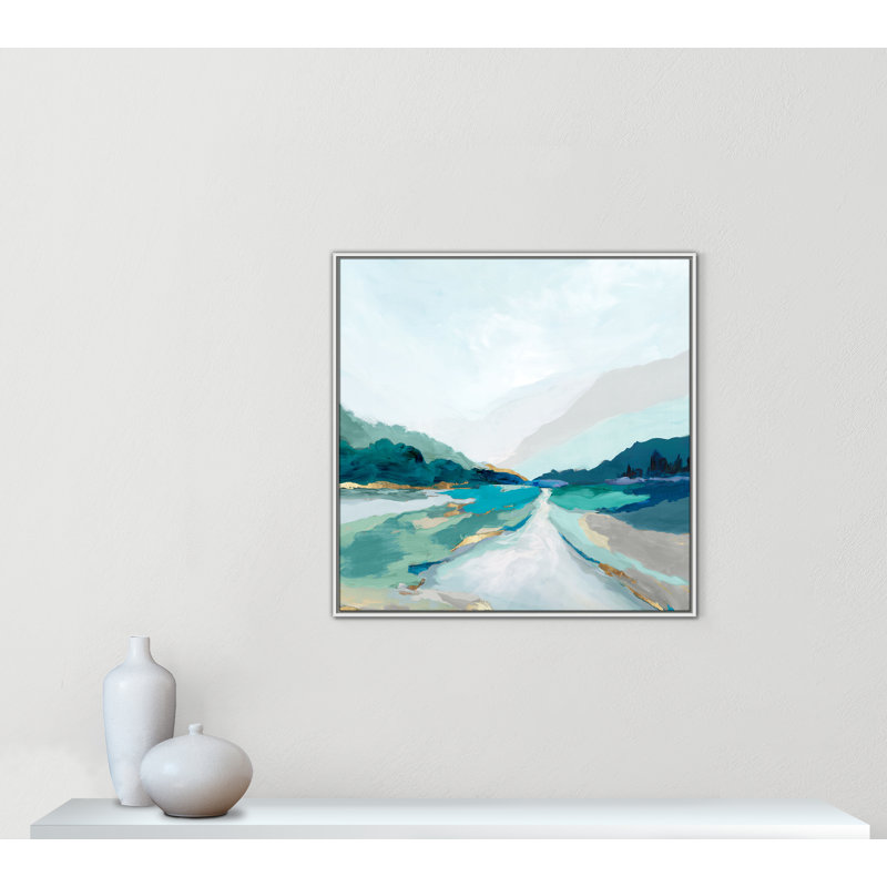 «Hope Creek - Blue Square Version Print» par Isabelle Z, H 37,5 po x l 37,5 po, Blanc