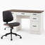 Bureau de ferme avec fauteuil pivotant en bois cintré-131986868-132234674