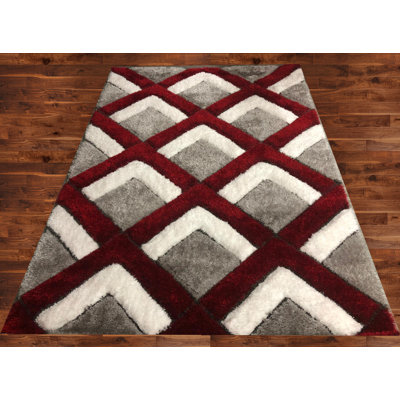 Tapis décoratif gris/rouge Touffeté molucca