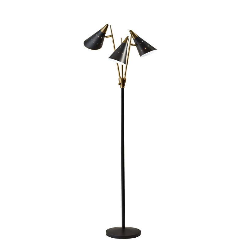 Lampe sur pied à branches 66 po Boise, Noir/laiton antique