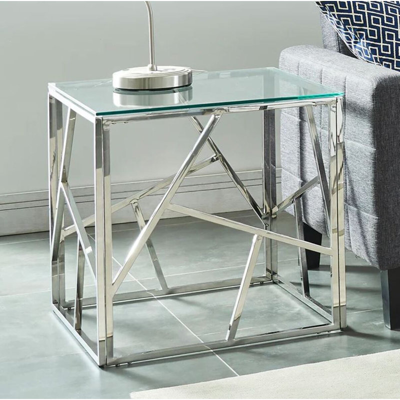 Ozuna Square Side Table, Silver