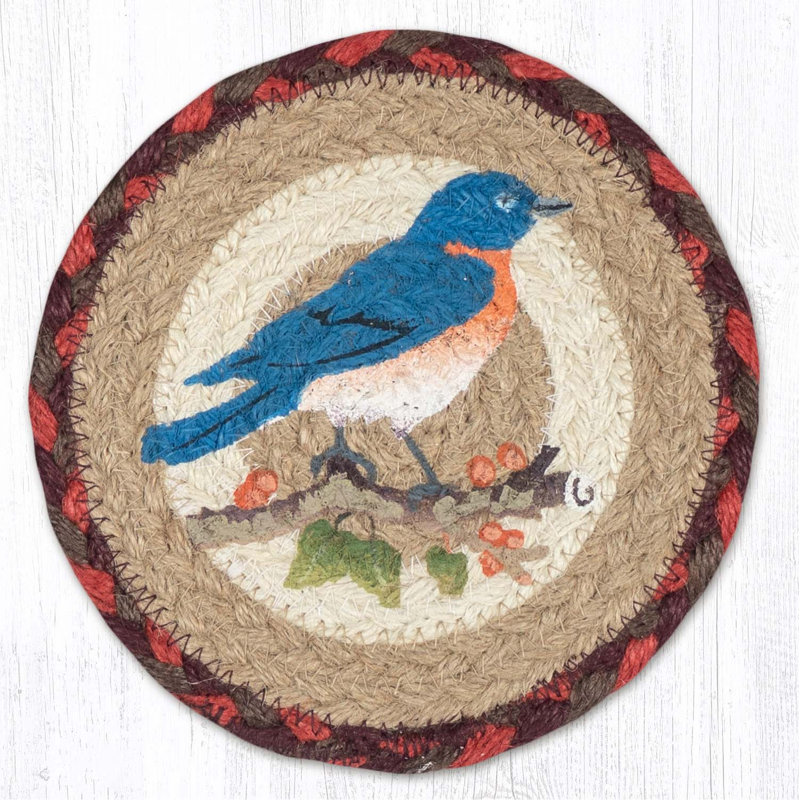 Grand sous-verre rond EarthRugs LC-417 Bluebird 7 po x 7 po