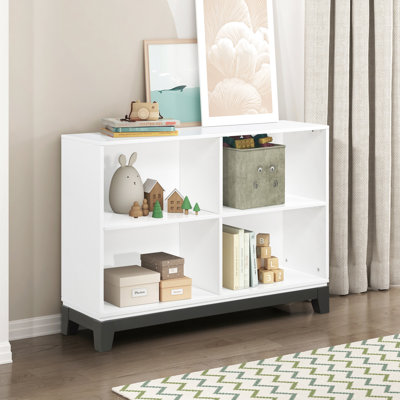 Bibliothèque rustique blanche à 4 tablettes - Mobilier en bois pour le bureau à domicile et le salon Espaces de chambre à coucher en bois
