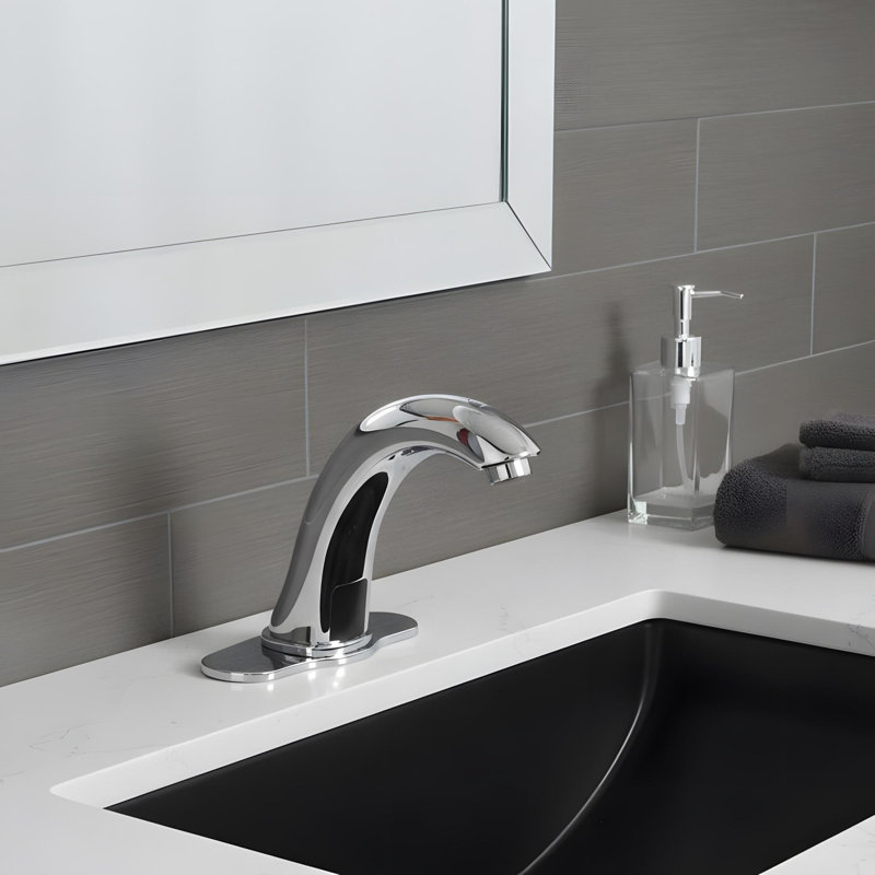 Automatic Sensor-Activated Touchless Bathroom Sink Faucet with Hot and Cold Water Mixing Function