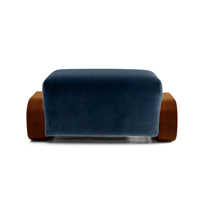 Cayenne Ottoman, Ocean Velvet