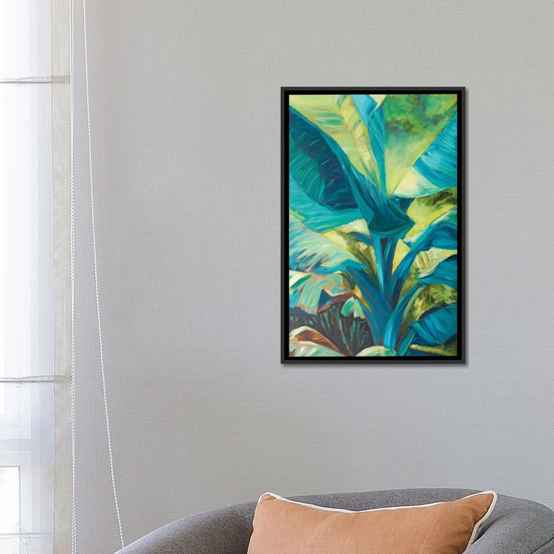 « green banana duo i », impression sur toile, H 26 po x l 18 po x P 1,5 po, Toile avec cadre noir, Pas de tapis