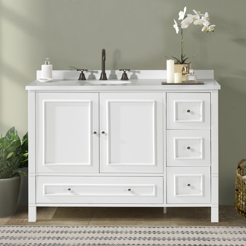 Meuble-lavabo simple Williamsburg (L) 48 po x l 21,3 po x H 34 po (base seulement), blanc, Blanc