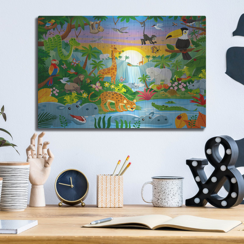  «Jungle Adventure» par DoodleScapes, art mural en métal, 16 po x 12 po, H 12 po x l 16 po