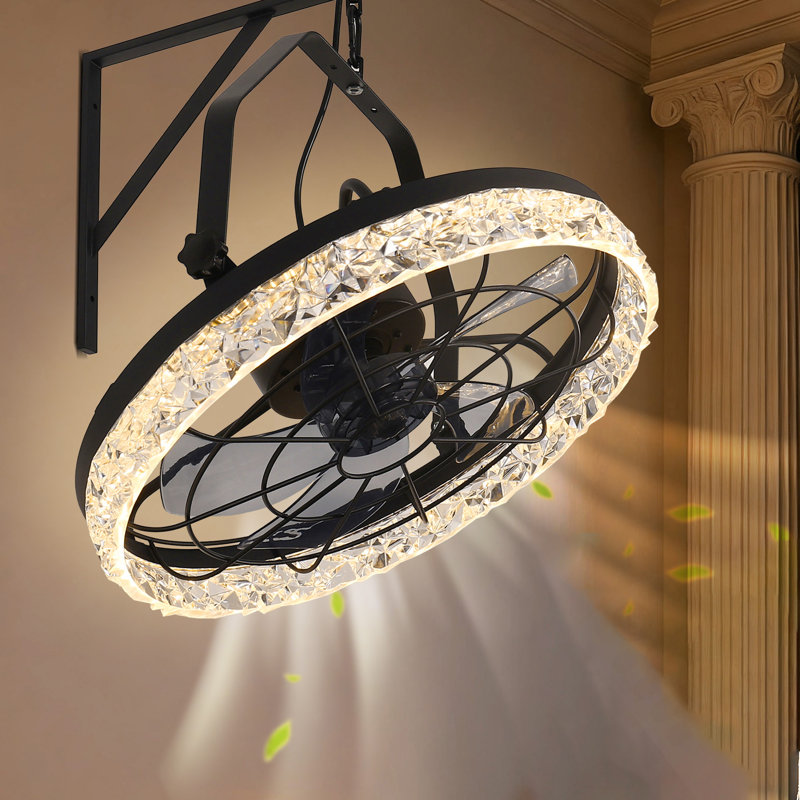 Ventilateur de plafond moderne de 20 po avec lumière avec télécommande, plafonnier en cristal avec ventilateur, minuterie et intensité variable