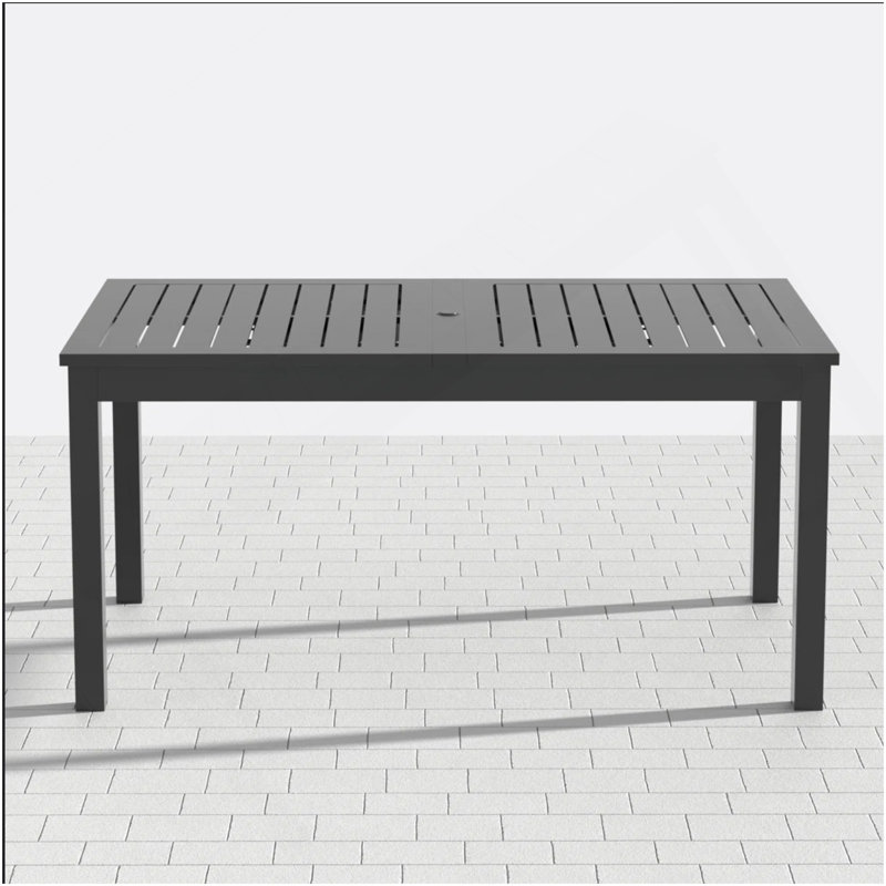 Table de salle à manger d'extérieur en aluminium 63 "à 92", table de patio grise toutes saisons