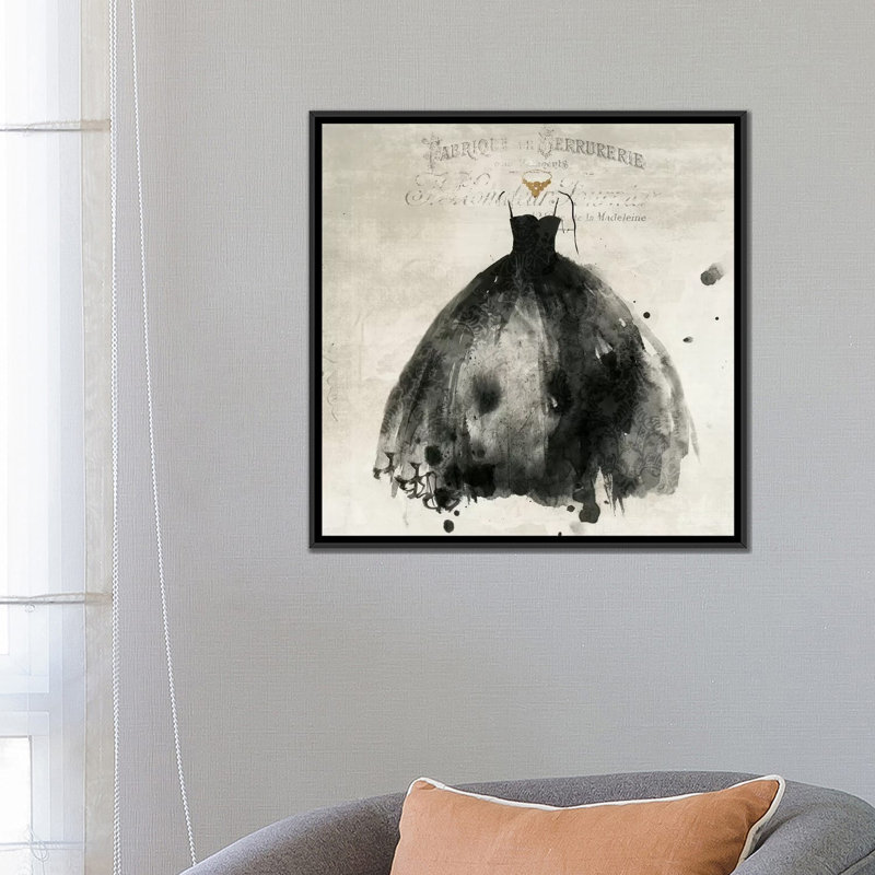 « black dresse i », reproduction sur toile, H 18 po x l 18 po x P 1,5 po, Toile avec cadre noir, Pas de tapis