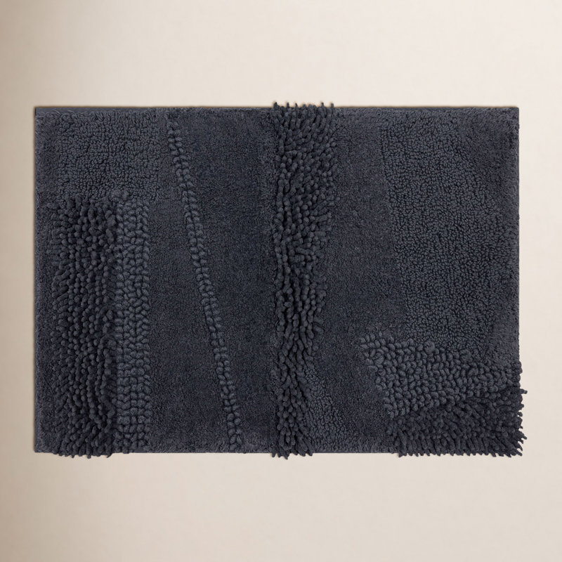 Laverne High/Low Stain/Fade Resistant Non-Slip Machine Washable Bath Mat, 24" W x 60" L, Charcoal