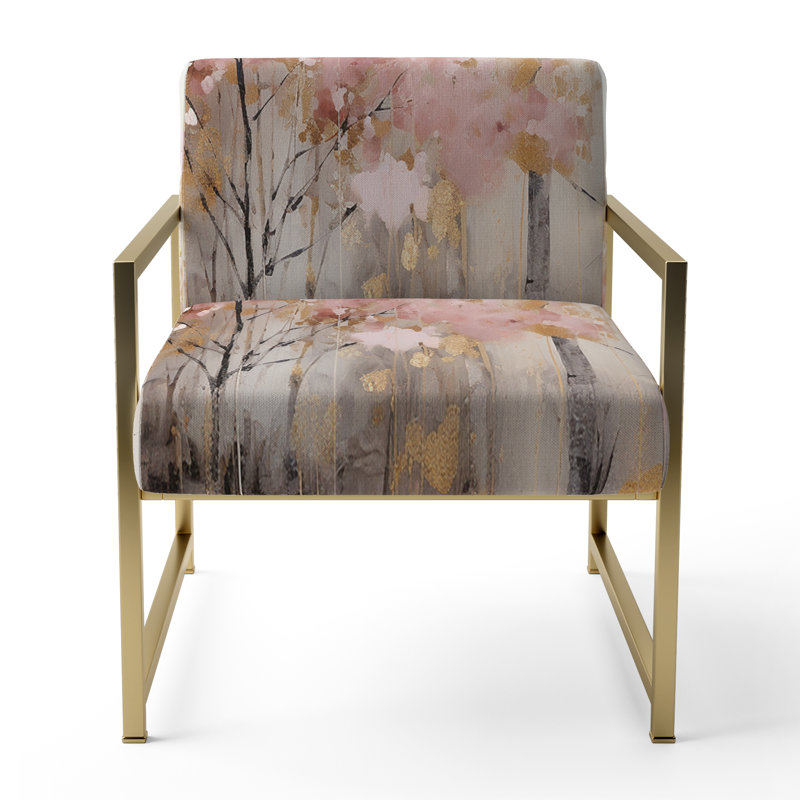 Chaise d'appoint décorative Minimalisme rose et forêt dorée, Doré