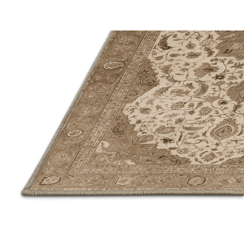 Tapis beige Tabriz lavable à la machine, Rectangulaire 3 pi x 5 pi