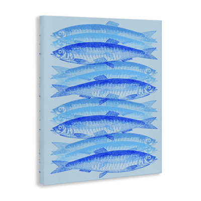 Blue Layered Fish Canvas Wall Art by Daphne Polselli