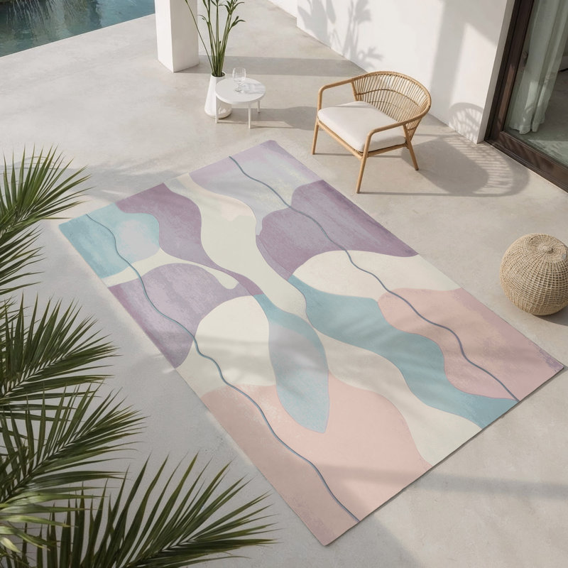 Tapis intérieur et extérieur rose Quartz Ripple, Rectangulaire 8 pi x 10 pi