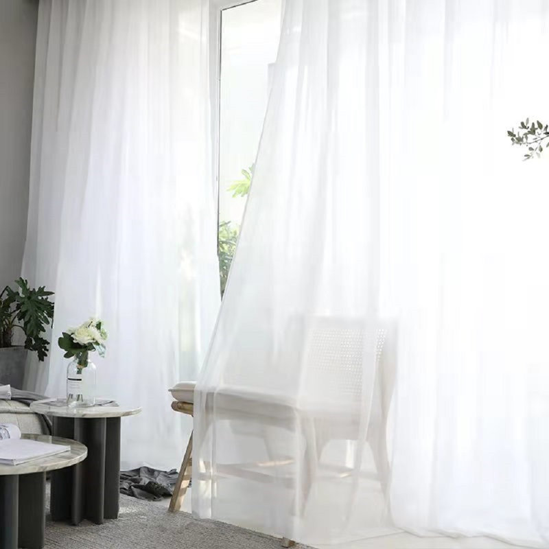 Paire de rideaux transparents avec passe-tringle Jakyriah, Blanc