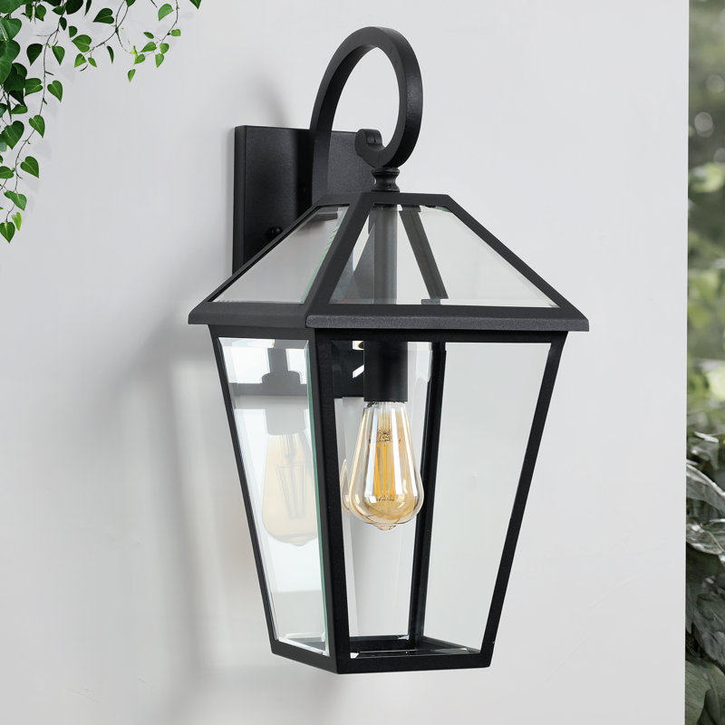  21'' 1-Light Outdoor Wall Sconce With Clear Glass Shade For Porch, Patio, Garage, And Entryway, 21” H x 10” W x 12” D