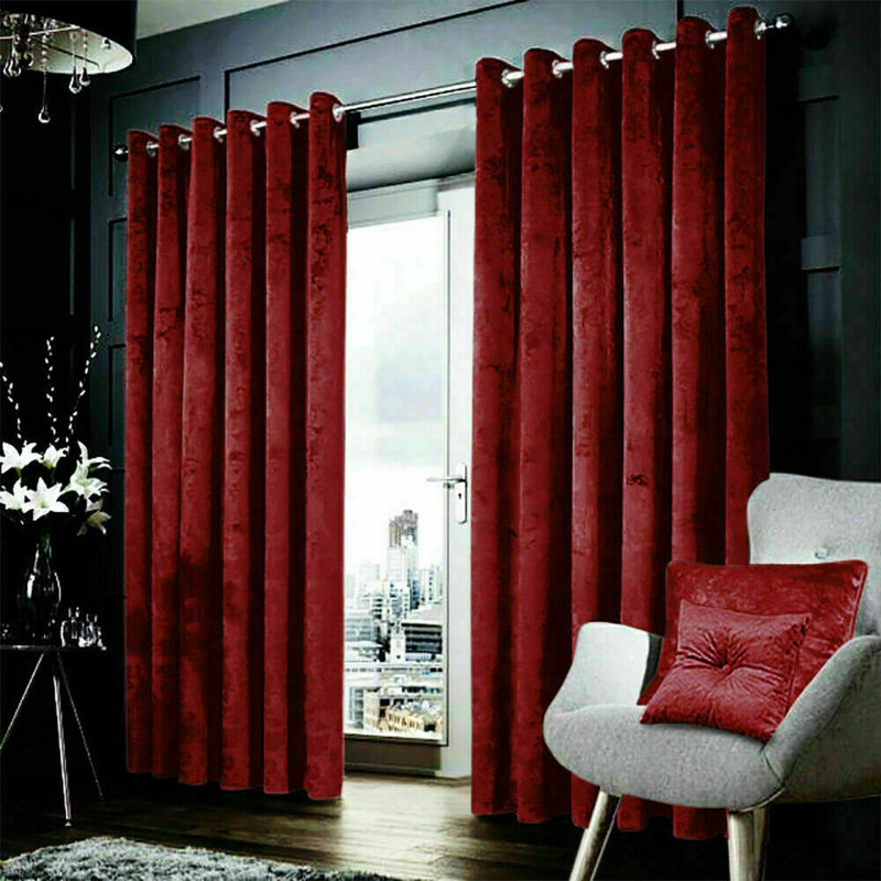 Anali Velvet Blackout Curtain Pair, 116.84 x 137.16 cm, Burgundy