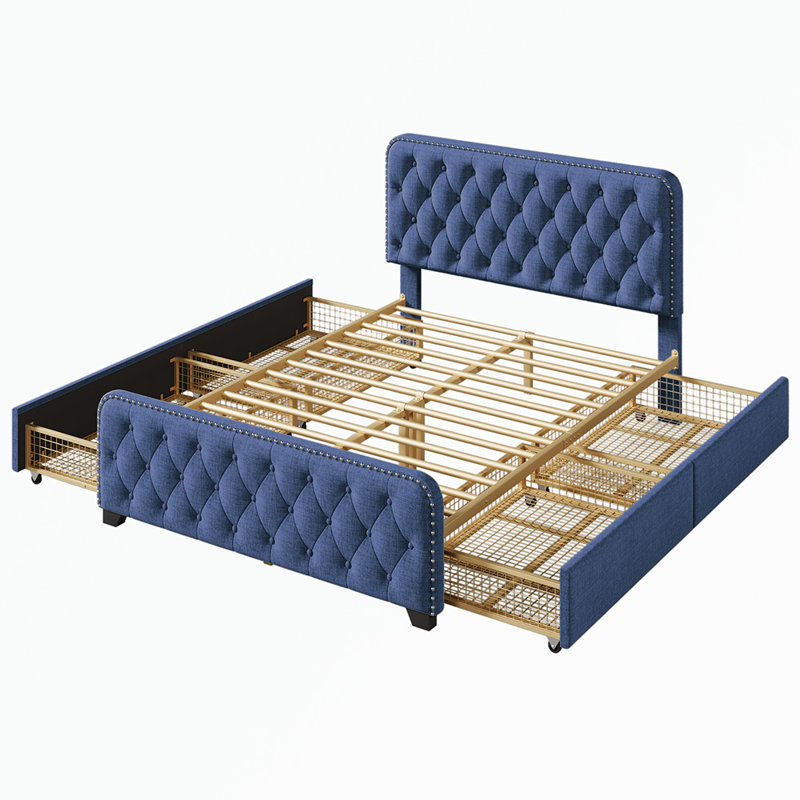 Upholstered Metal Storage Bed