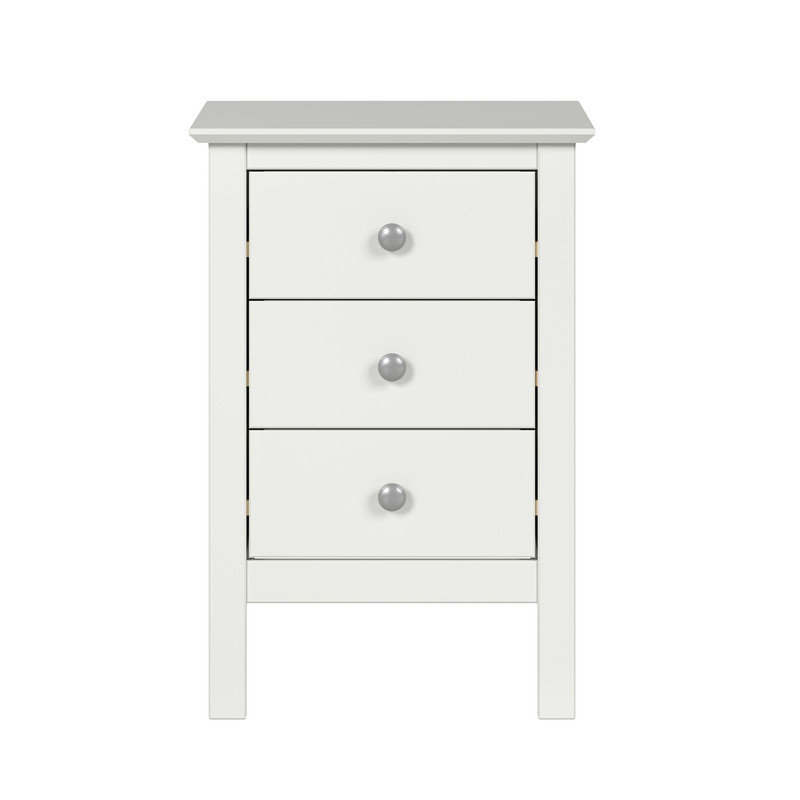 Table de bout / table de chevet à trois tiroirs - Blanc, Blanc