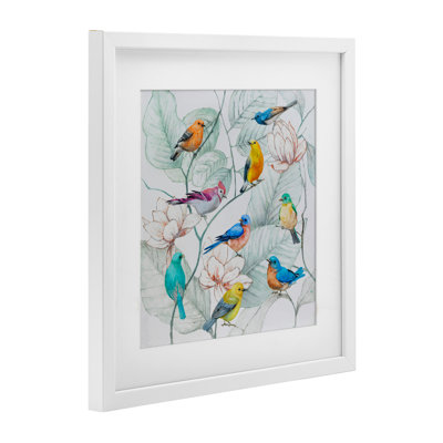 «Colorful Array of Birds», reproduction sous verre encadrée, design par Lorenzo Collective