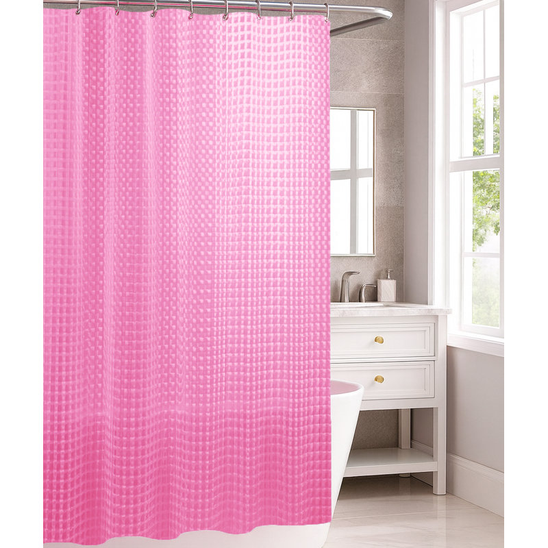 71 po x 71 po - Doublure de rideau de douche 100% rose luxueuse avec 12 crochets de douche Eva Glam, Rose