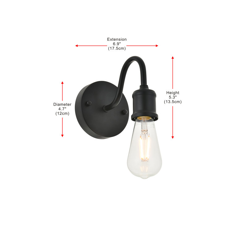 Sumas Dimmable Armed Sconce, 5.3" H x 4.7" W x 4.7" D, Black, 1 Light
