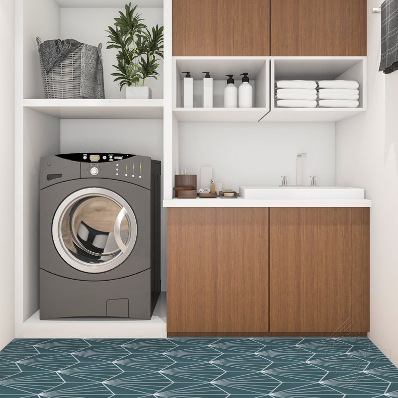 Spark C 7.87" x 9.09" Cement Patterned Wall & Floor Tile, Aegean