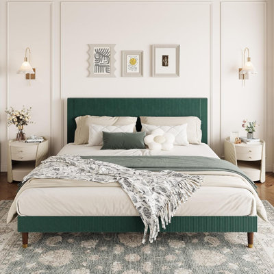 King Upholstered Platform Bed Frame, Easy Assembly Space Saving