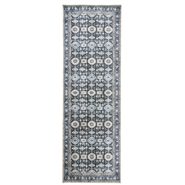 Bungalow Rose Machine Woven / Power Loomed Polyester Geometric Floral Rug
