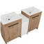 Armoire de salle de bain indépendante avec lavabo en céramique et armoire de rangement, porte à fermeture en douceur