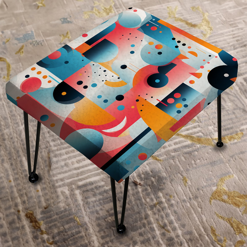 Poupart rose et bleu à motifs tendance - Repose-pieds rectangulaire géométrique