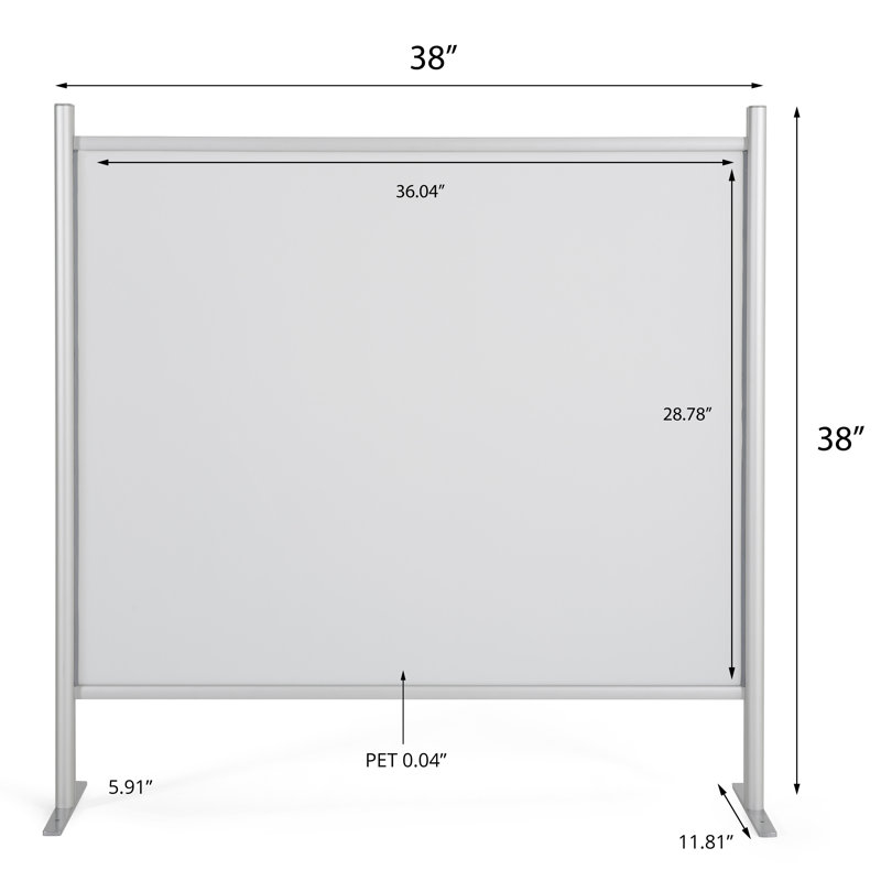Protège-éternuement 1 panneau en métal / plastique, H 38 po x l 38 po x P 11,81 po