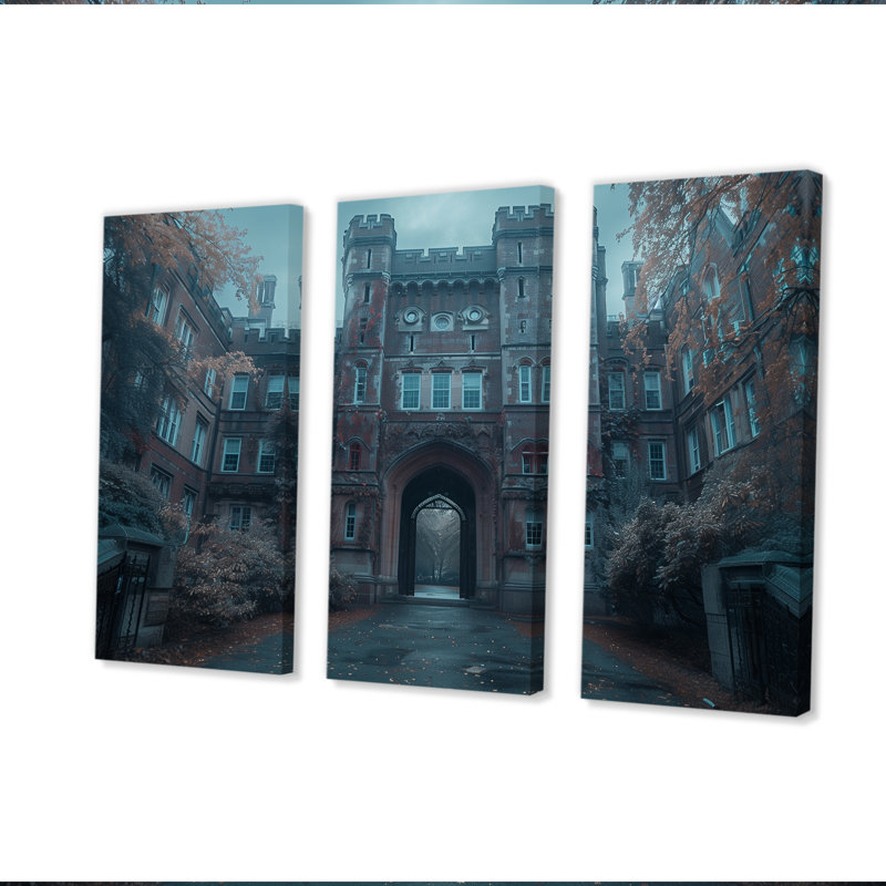 Ensemble de décorations murales gris et gris Stormy Charm I - College & University Buildings, Canevas