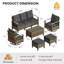 Ensemble de conversation de patio en osier résistant aux intempéries pour 7 personnes avec chaises pivotantes en osier, table basse de rangement et poufs multifonctionnels-131146273