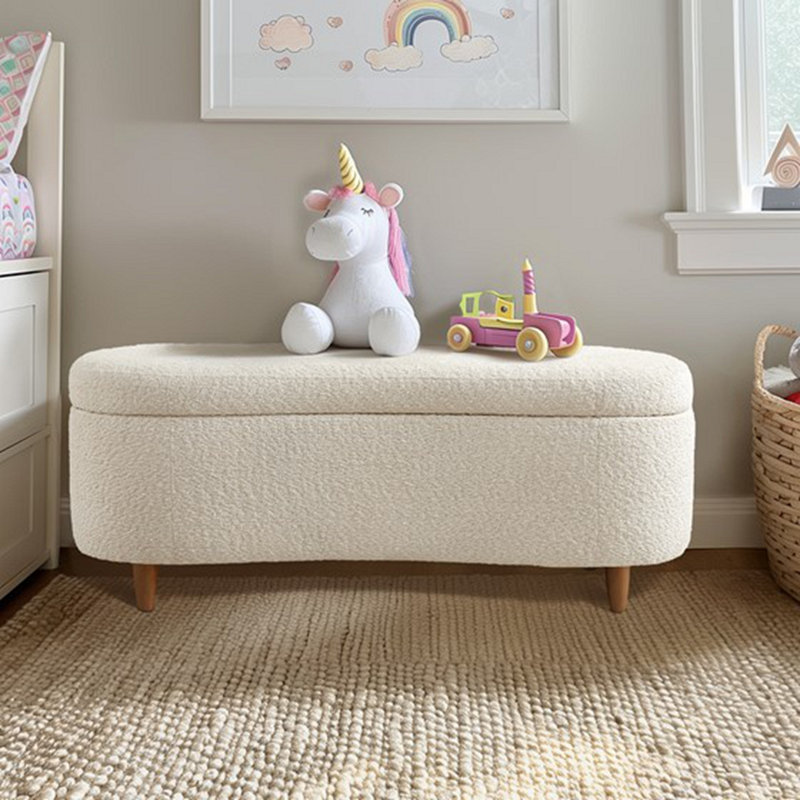 Banc de rangement à dessus rabattable Boucle crème Voir ci-dessous, Crème, crème