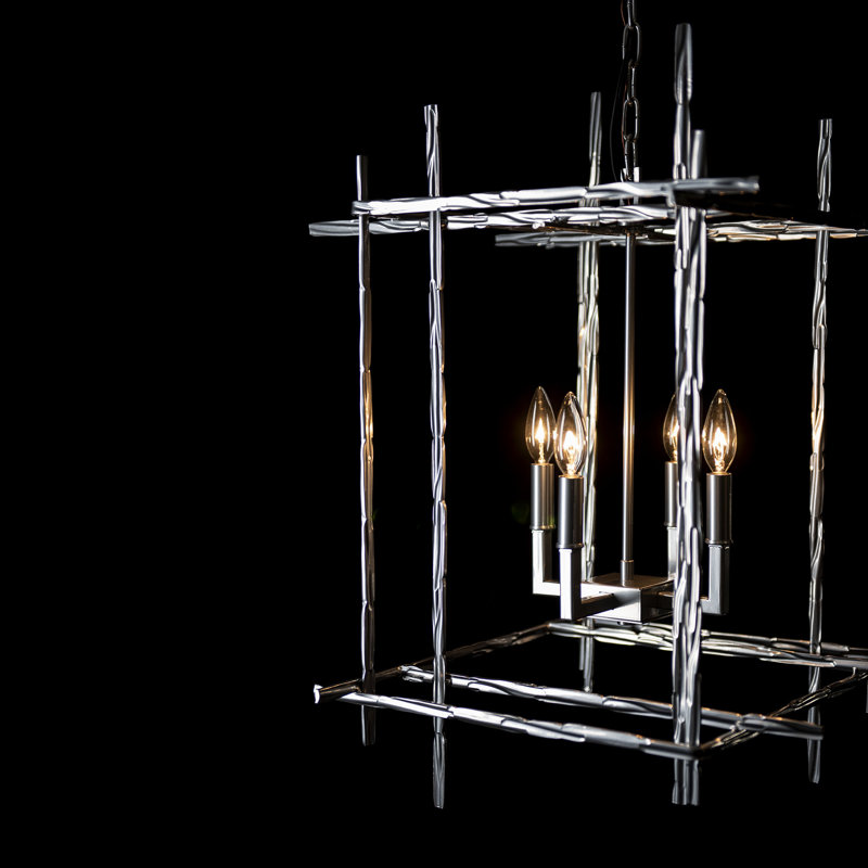 Tura - Light Rectangle Chandelier, Sterling, Medium
