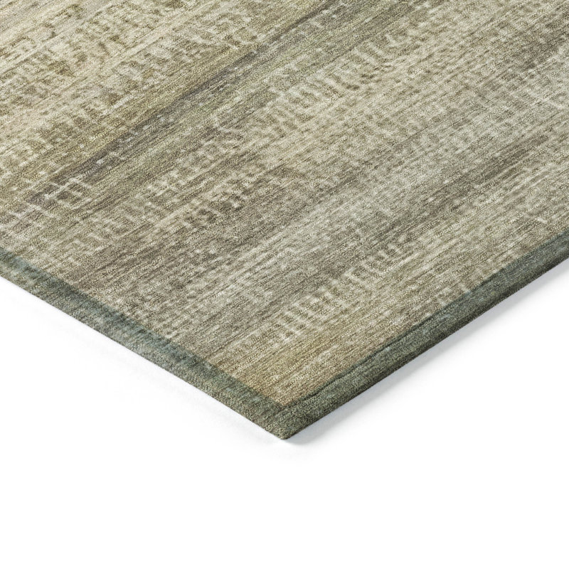 Machine Washable Indoor/Outdoor Xhevrie Taupe Rug, Round 8'