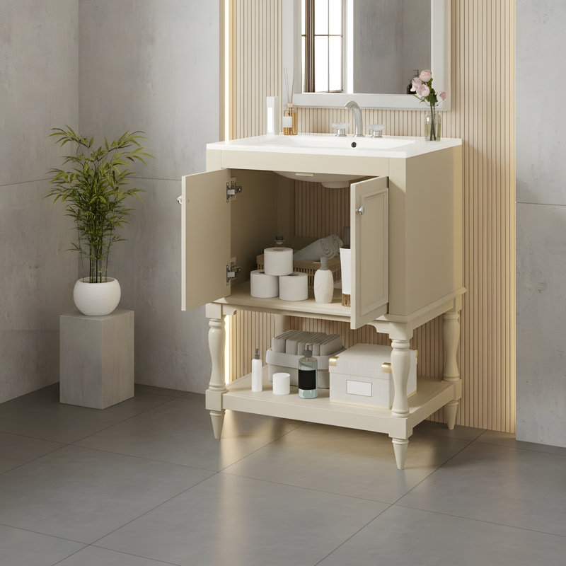 Meuble-lavabo moderne de luxe 24 po, Beige
