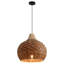 Rattan & Film Pendant Light, Mixed Materials Shade, Iron Frame, Adjustable Height, E27 Socket, 48 Cm Diameter, For Modern Rustic Homes (Bulb Not Included)