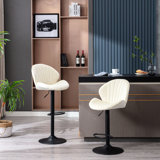 2 Bar Stools In Cream, Adjustable With Back And Foot Rest, Suited For Kitchen Pub Counter Heights Footrest Supplied, Meeting Requirements Of Height Users