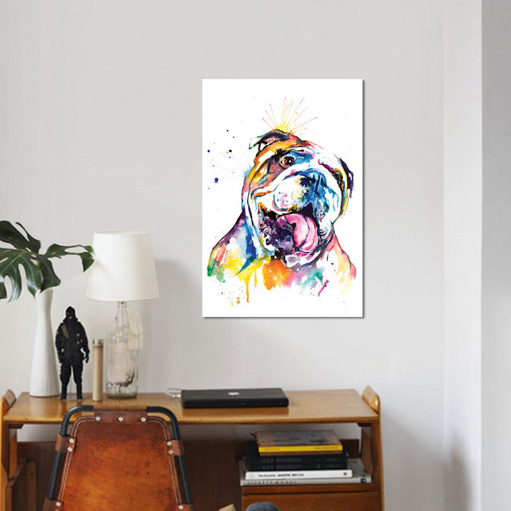 « bouledogue », impression sur toile, H 40 po x l 26 po x P 1,5 po, Toile tendue, Pas de tapis