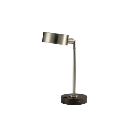 Contemporary Adjustable Head Table Lamp - Stain Nickel Metal Frame Modern Desk Lamp for Living Room & Bedroom
