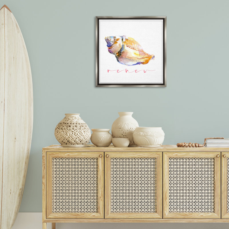 «Conch Shell Renew» par John Keeling, Cadre flottant gris lustré, H 25 po x l 25 po