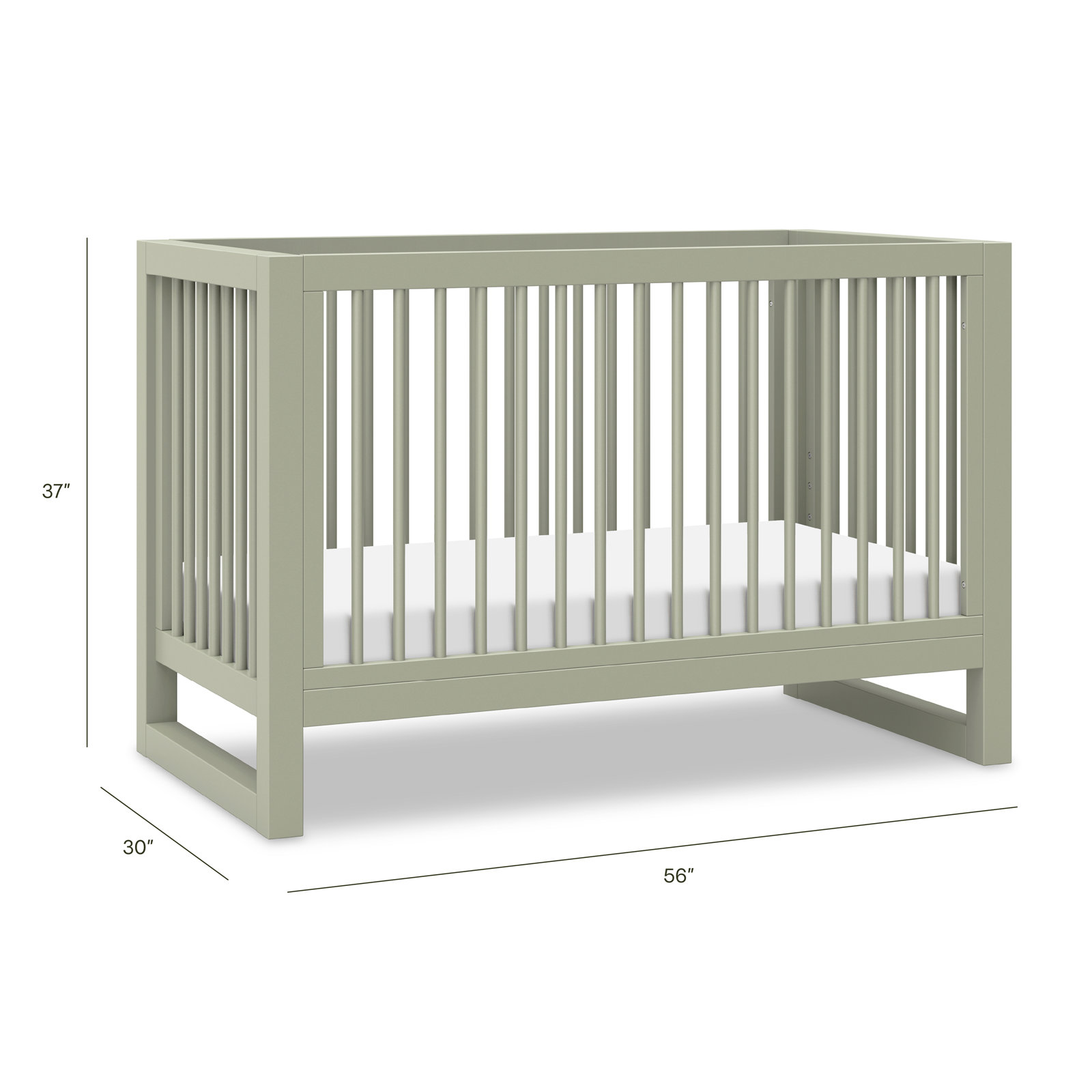 Nantucket Greenguard Gold Certified 3 -in-1 Convertible Crib, French Sage