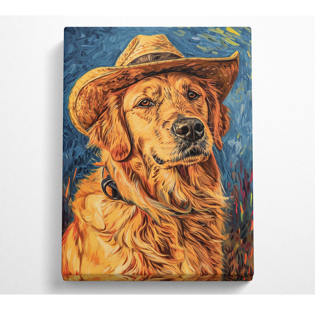 Golden Retriever Hut Van Gogh - Ohne Rahmen Kunstdrucke auf Leinwand