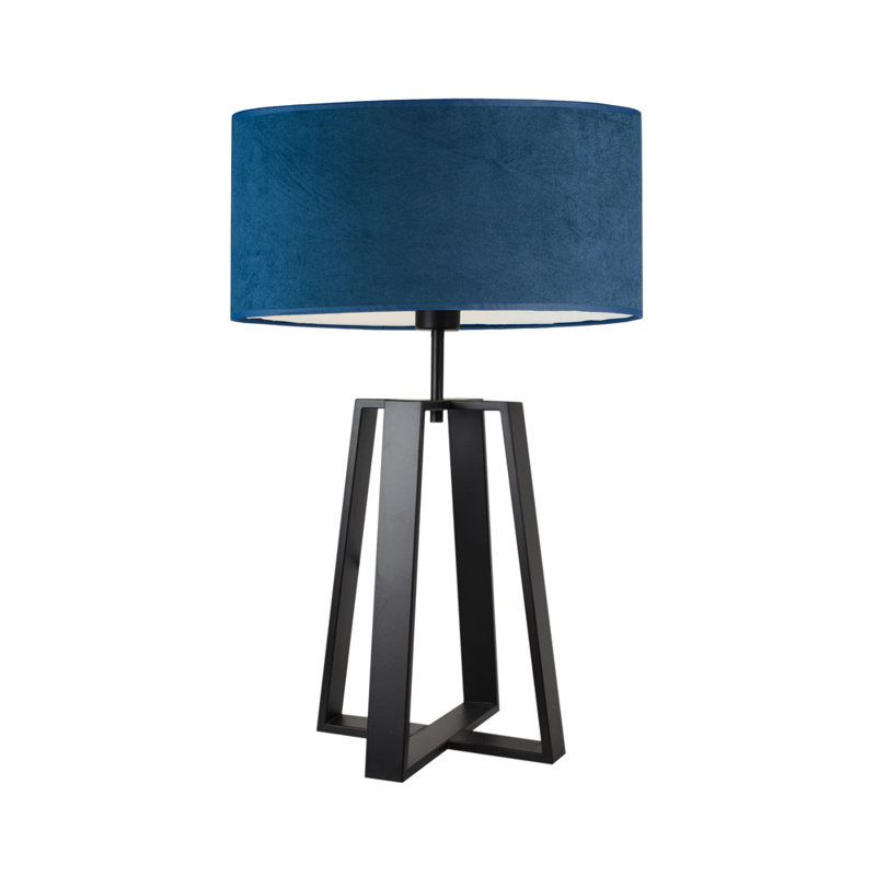Alawna Metal Table Lamp, Navy/White, Black, Black