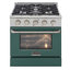 KUCHT Professional 30 po 4,2 pieds cubes Cuisinière à double combustible pour gaz propane avec brûleurs scellés et four à convection en acier inoxydable avec porte de four verte-87133185-87378938